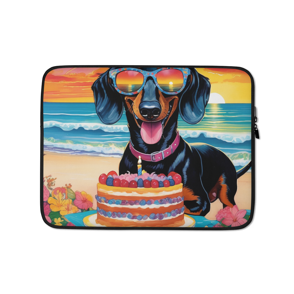PugMug Custom Black Dachshund Laptop Sleeve
