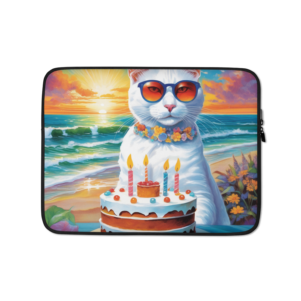 PugMug Custom White Companion Cat Laptop Sleeve