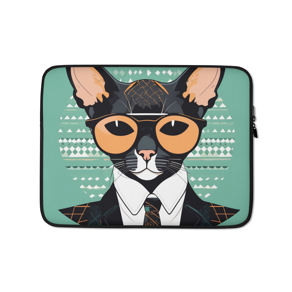 PugMug Custom Black Devon Rex Cat Laptop Sleeve