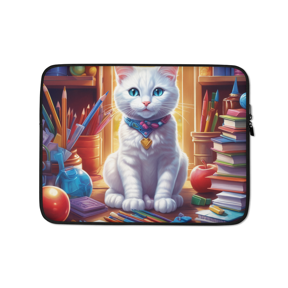PugMug Custom White Companion Cat Laptop Sleeve