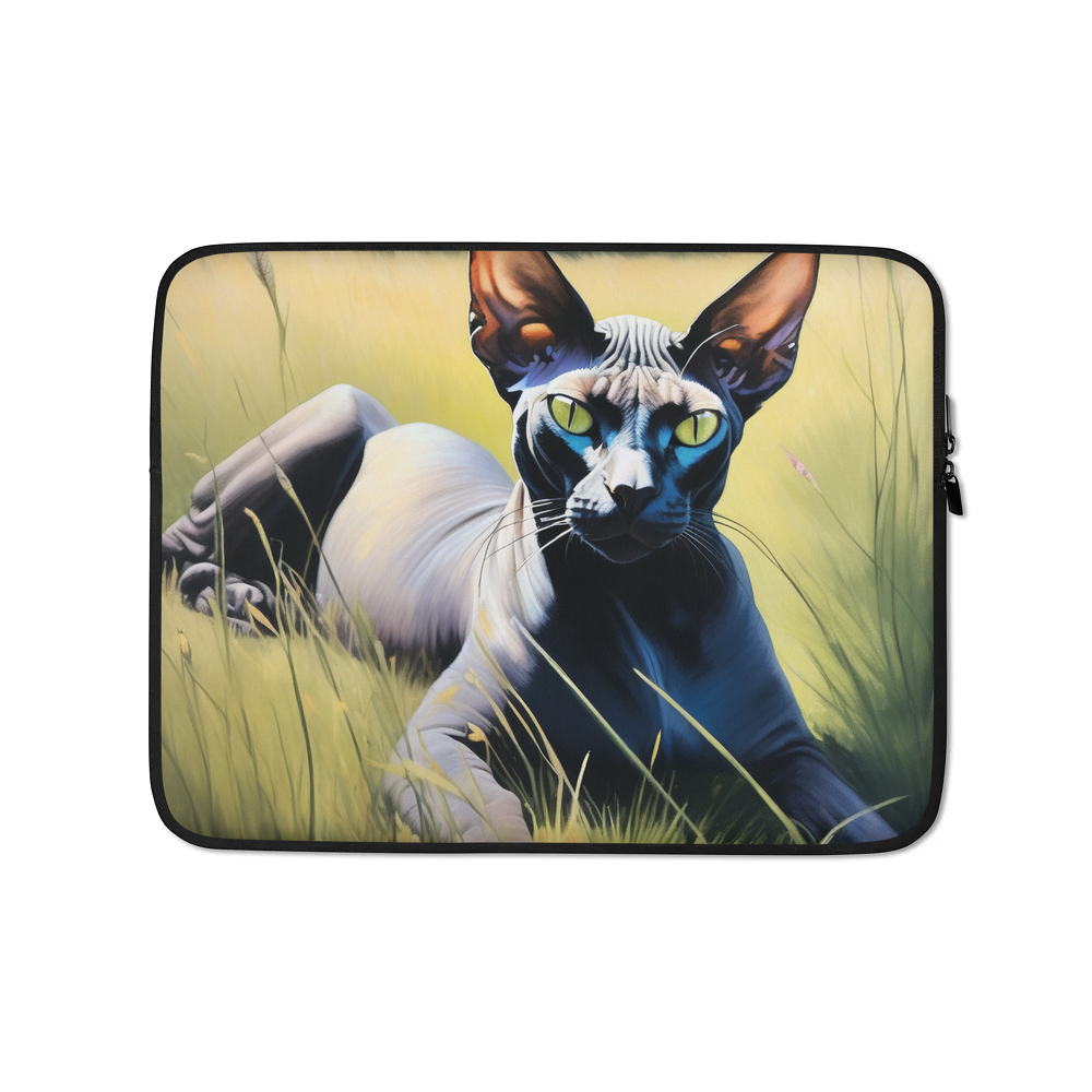 PugMug Custom Black Sphynx Cat Laptop Sleeve