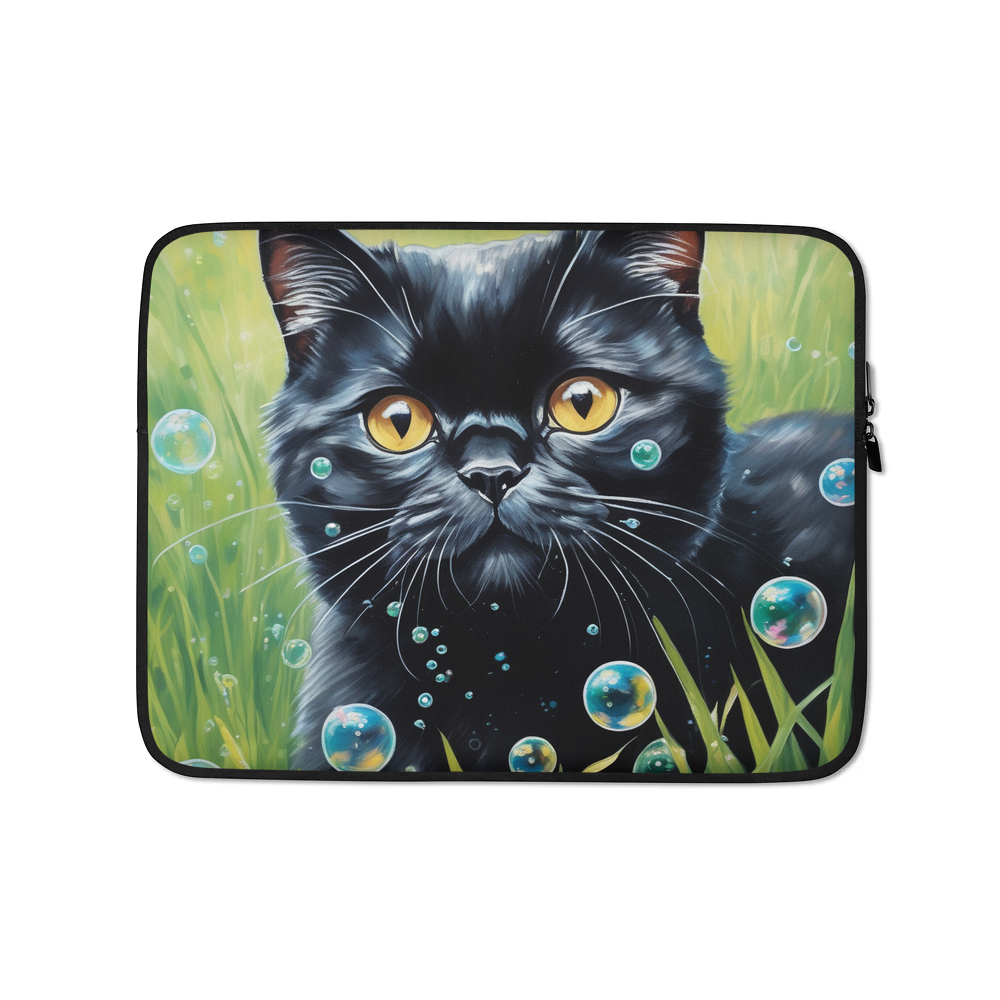 PugMug Custom Black Scottish Fold Cat Laptop Sleeve