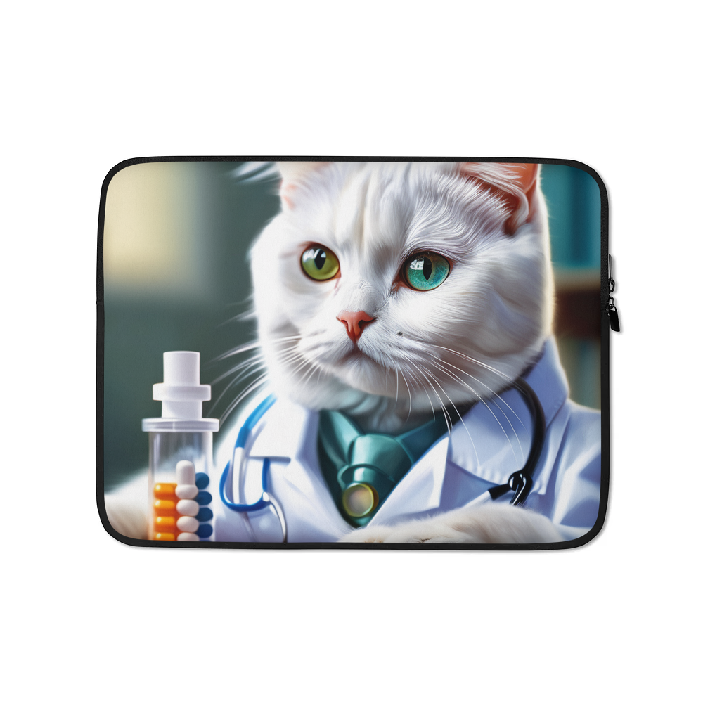 PugMug Custom White Scottish Fold Cat Laptop Sleeve