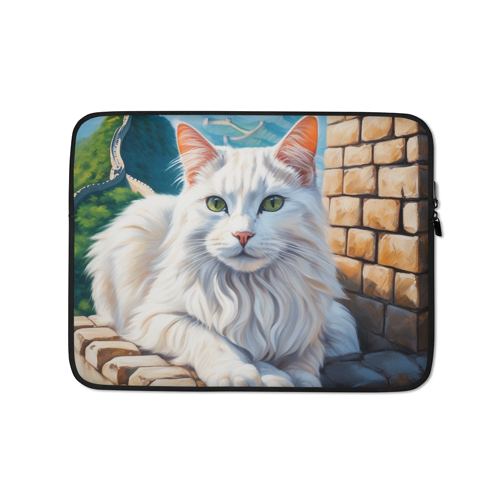 PugMug Custom White Companion Cat Laptop Sleeve