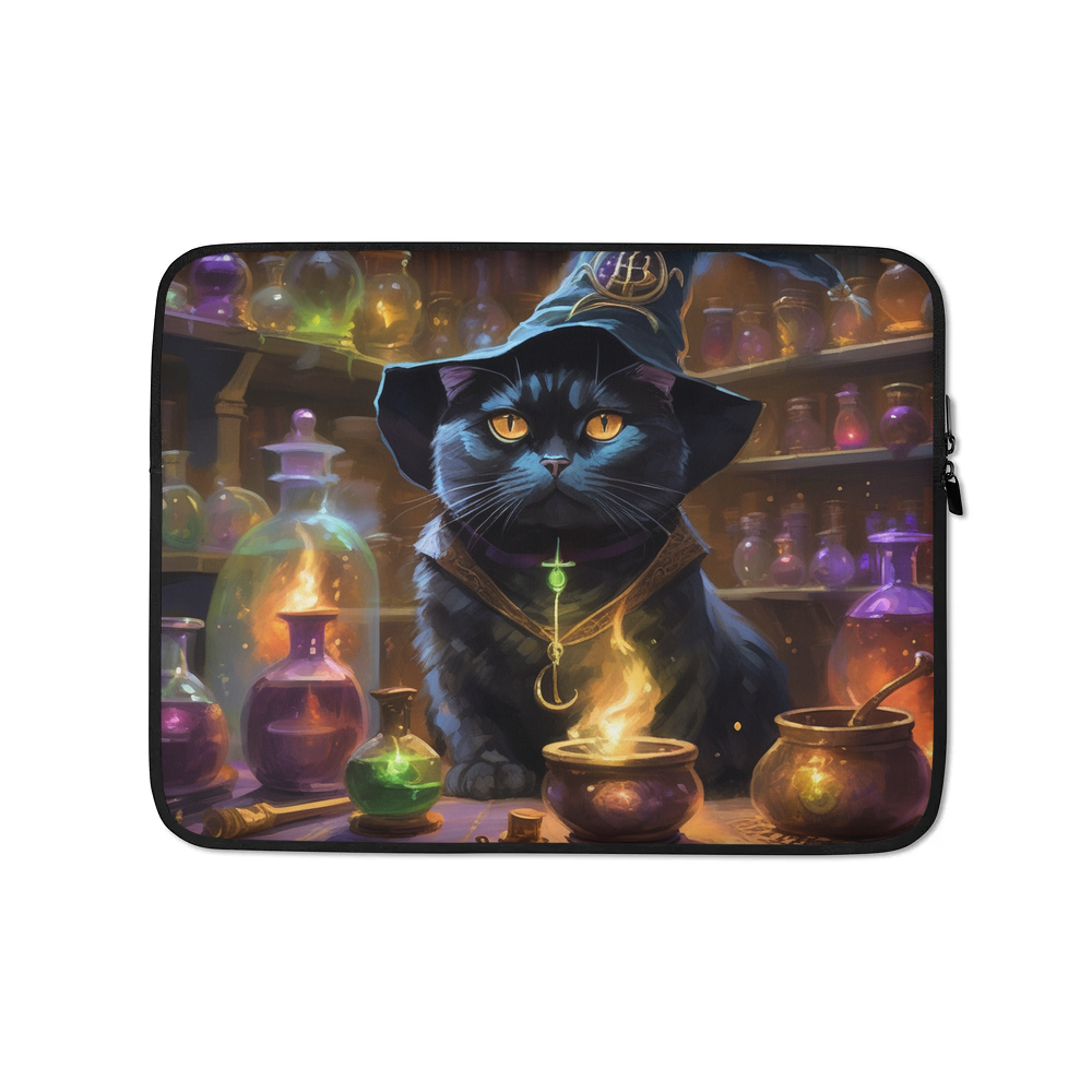 PugMug Custom Black Scottish Fold Cat Laptop Sleeve