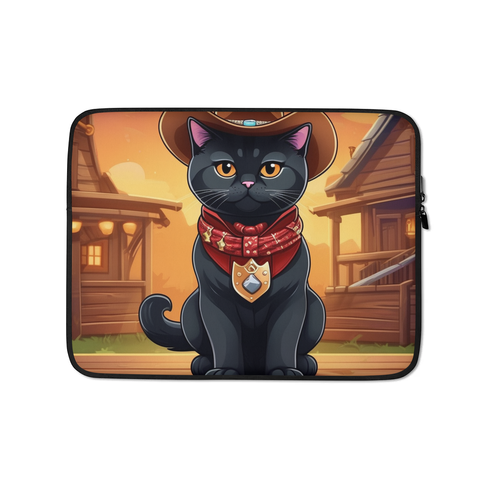 PugMug Custom Black British Shorthair Cat Laptop Sleeve