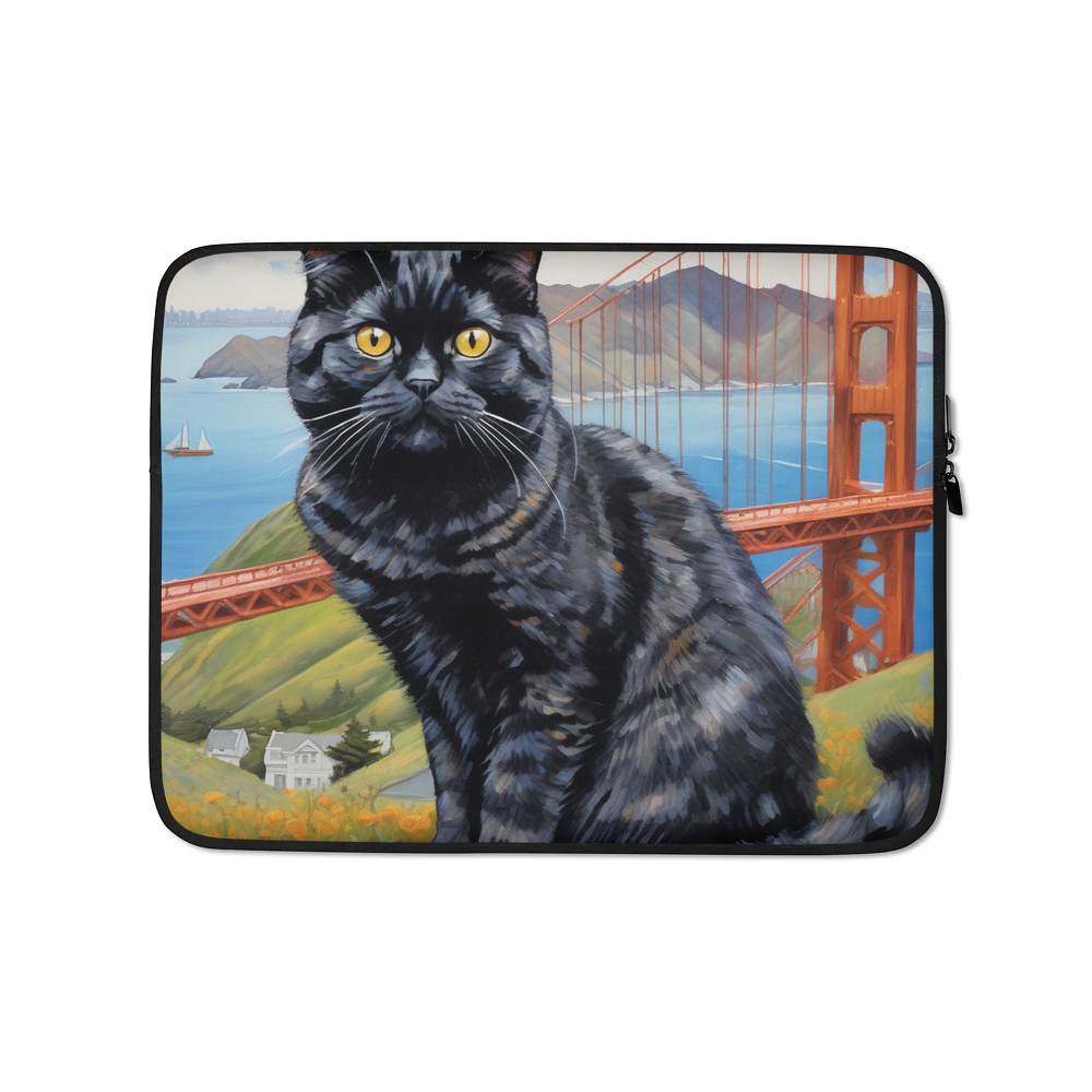 PugMug Custom Black Scottish Fold Cat Laptop Sleeve