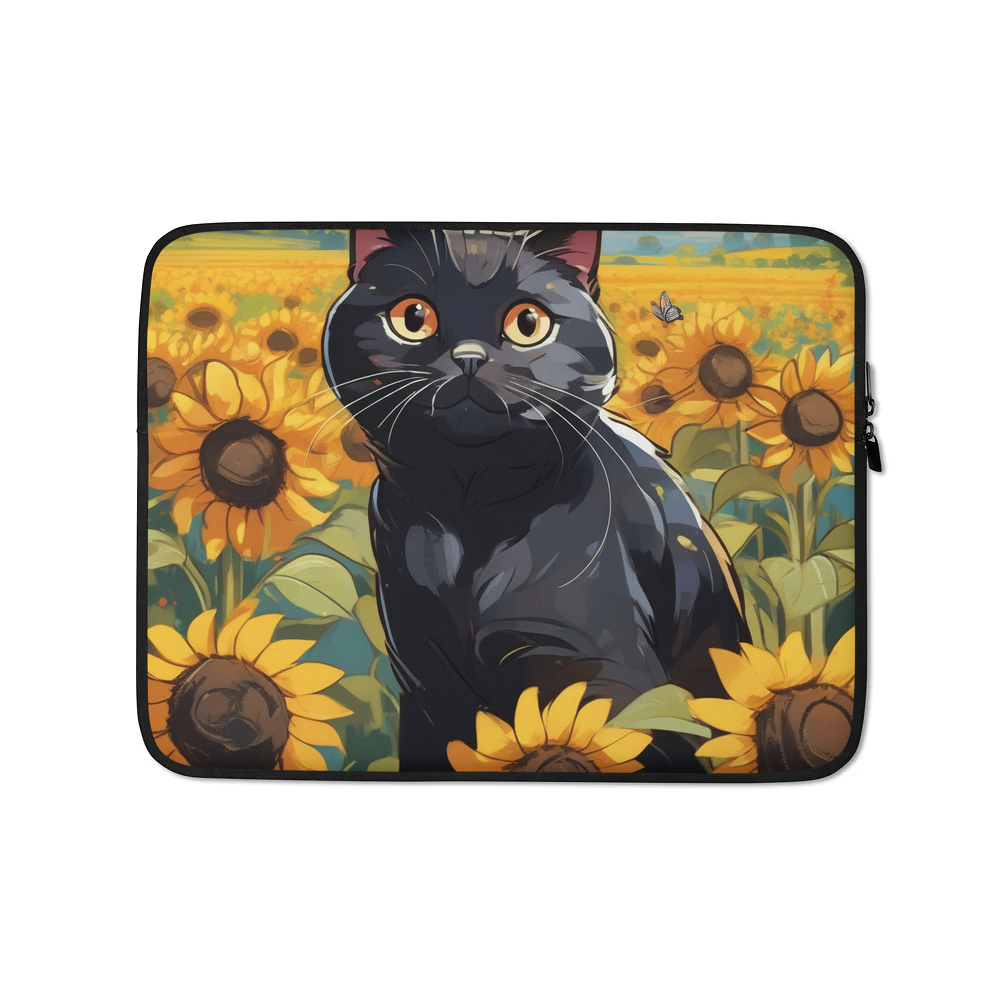 PugMug Custom Black Scottish Fold Cat Laptop Sleeve