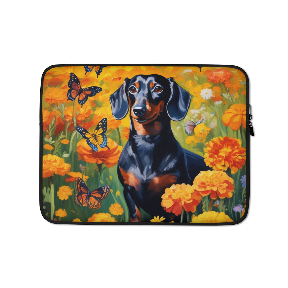 PugMug Custom Black Dachshund Laptop Sleeve