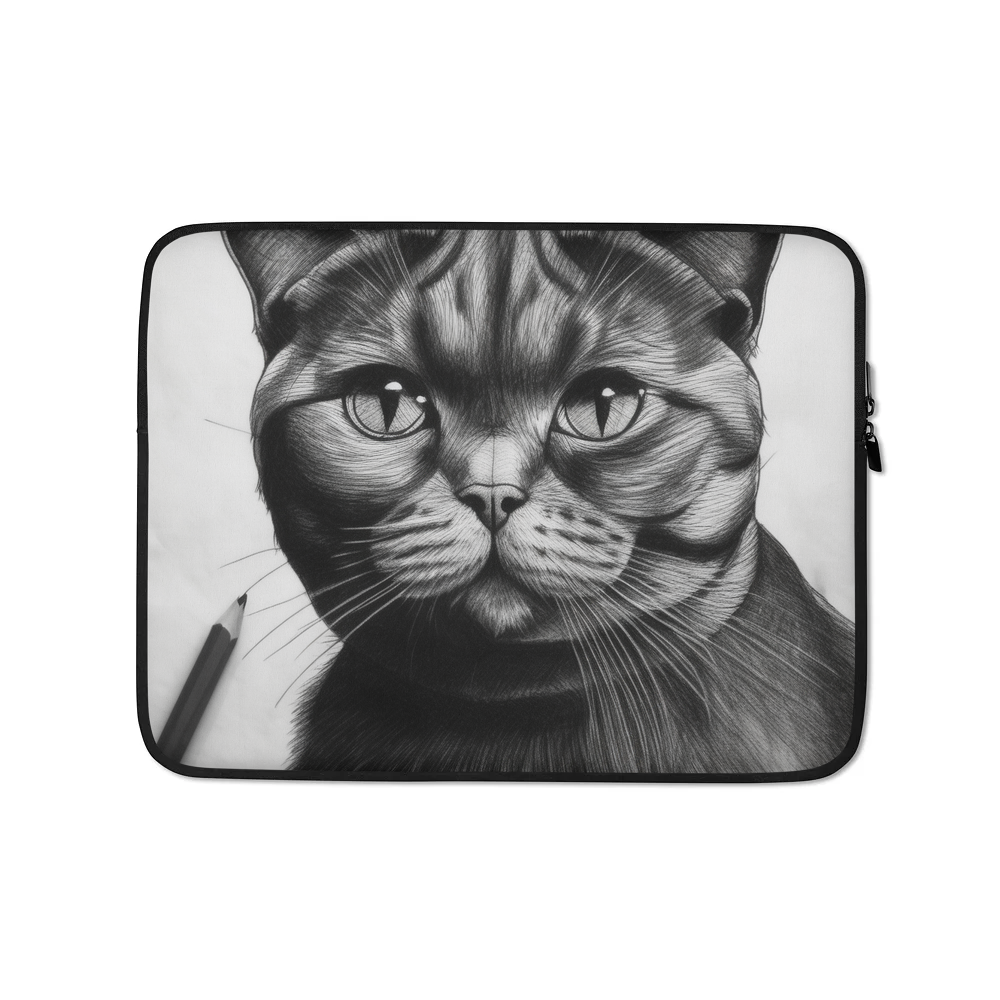 PugMug Custom Black Scottish Fold Cat Laptop Sleeve