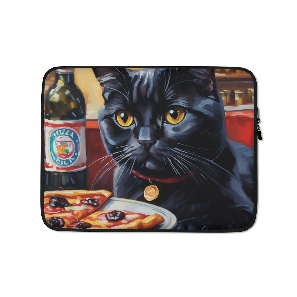 PugMug Custom Black Scottish Fold Cat Laptop Sleeve