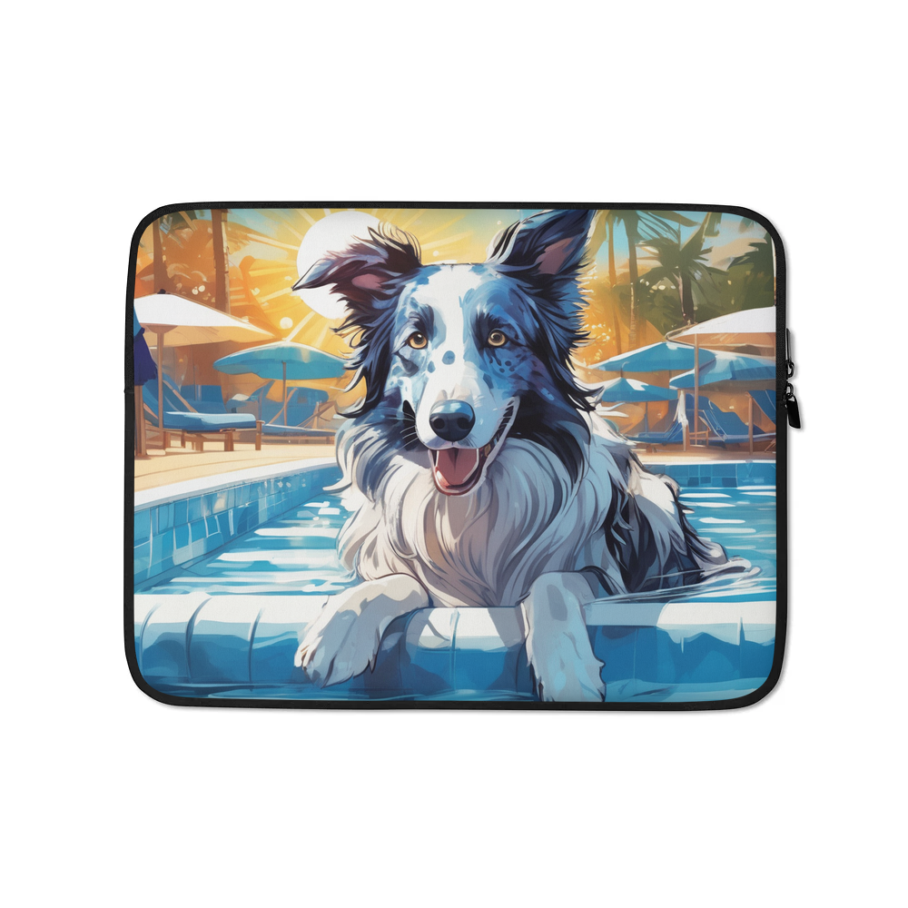 PugMug Custom Blue Merle Border Collie Laptop Sleeve