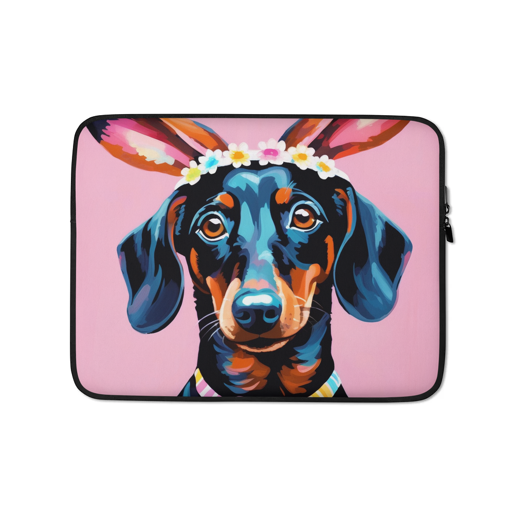 PugMug Custom Black Dachshund Laptop Sleeve