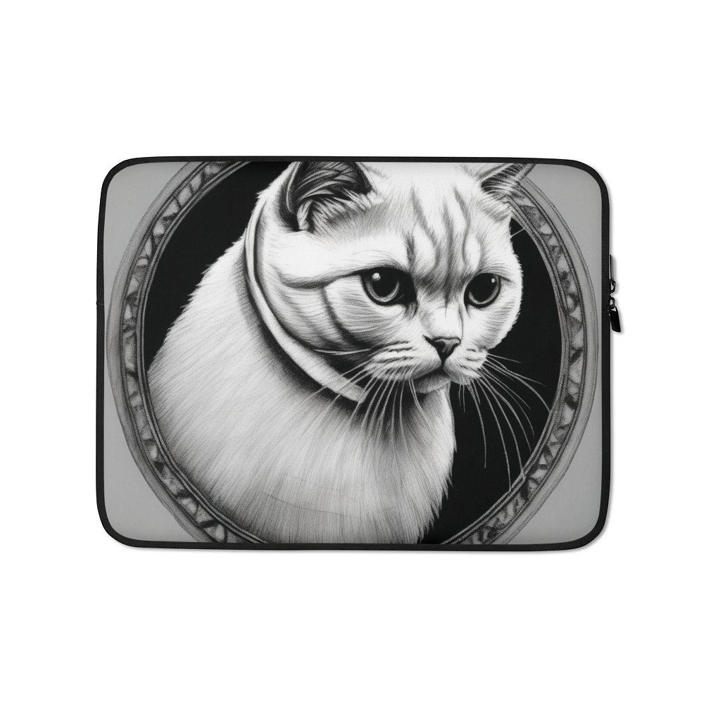 PugMug Custom White Scottish Fold Cat Laptop Sleeve