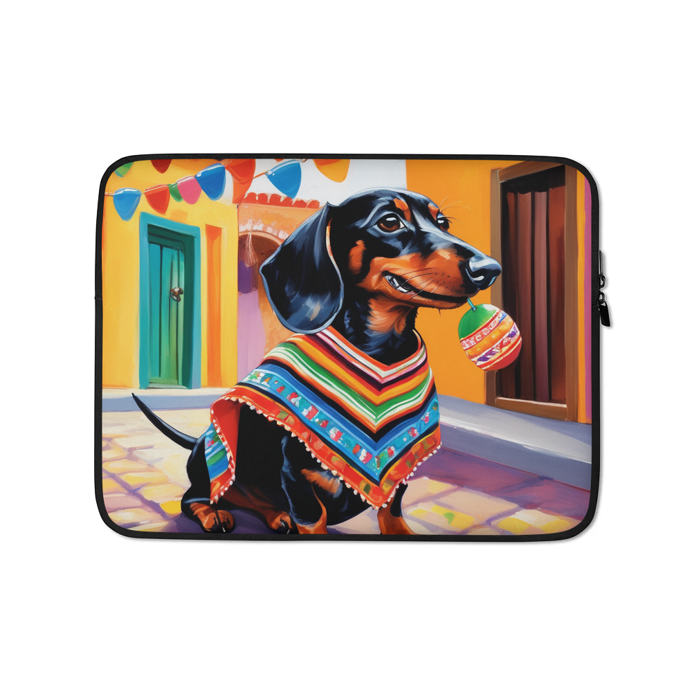 PugMug Custom Black Dachshund Laptop Sleeve