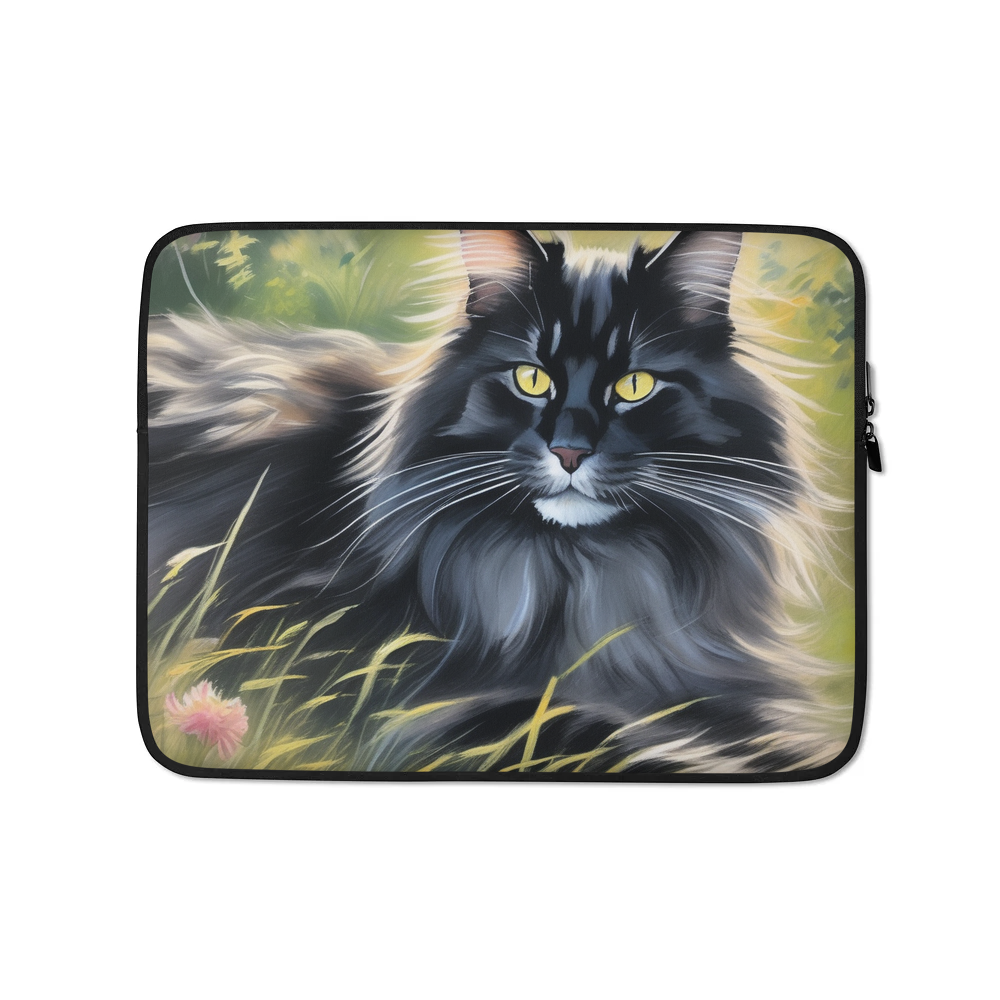 PugMug Custom Black Maine Coon Cat Laptop Sleeve