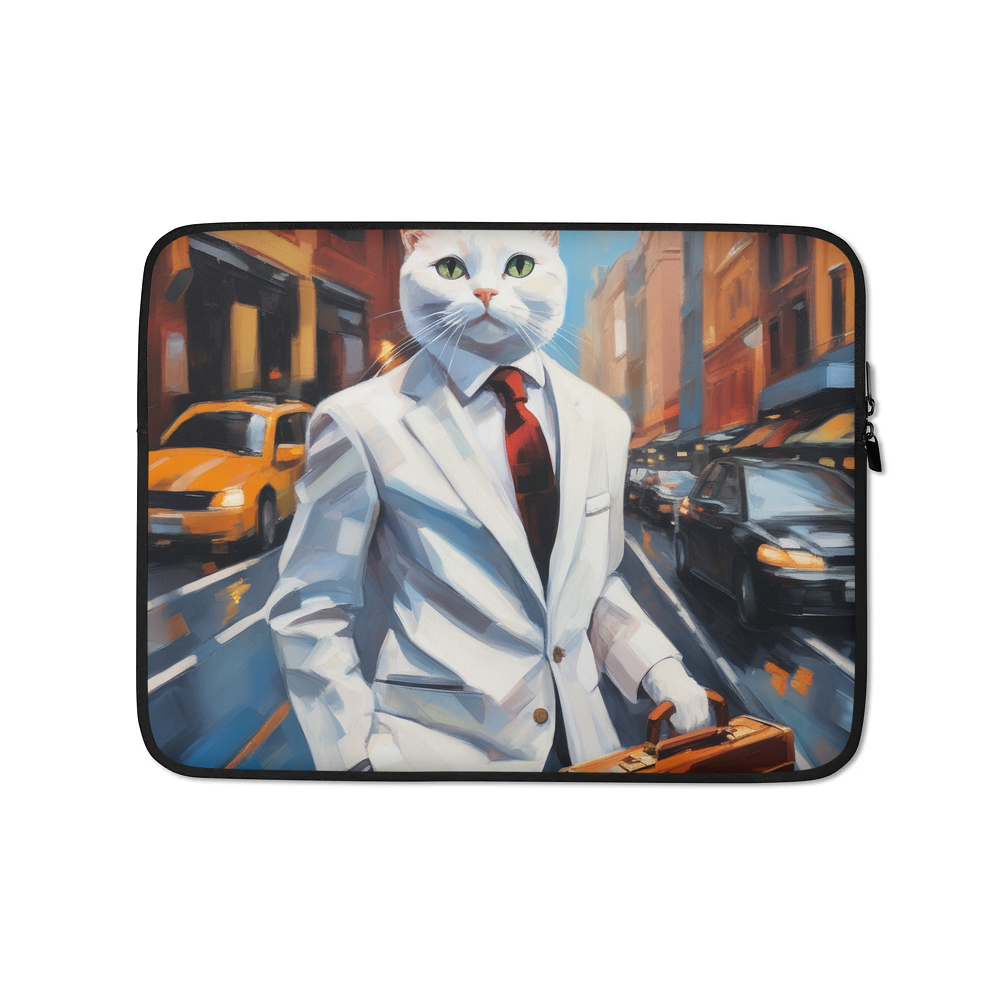PugMug Custom White Companion Cat Laptop Sleeve