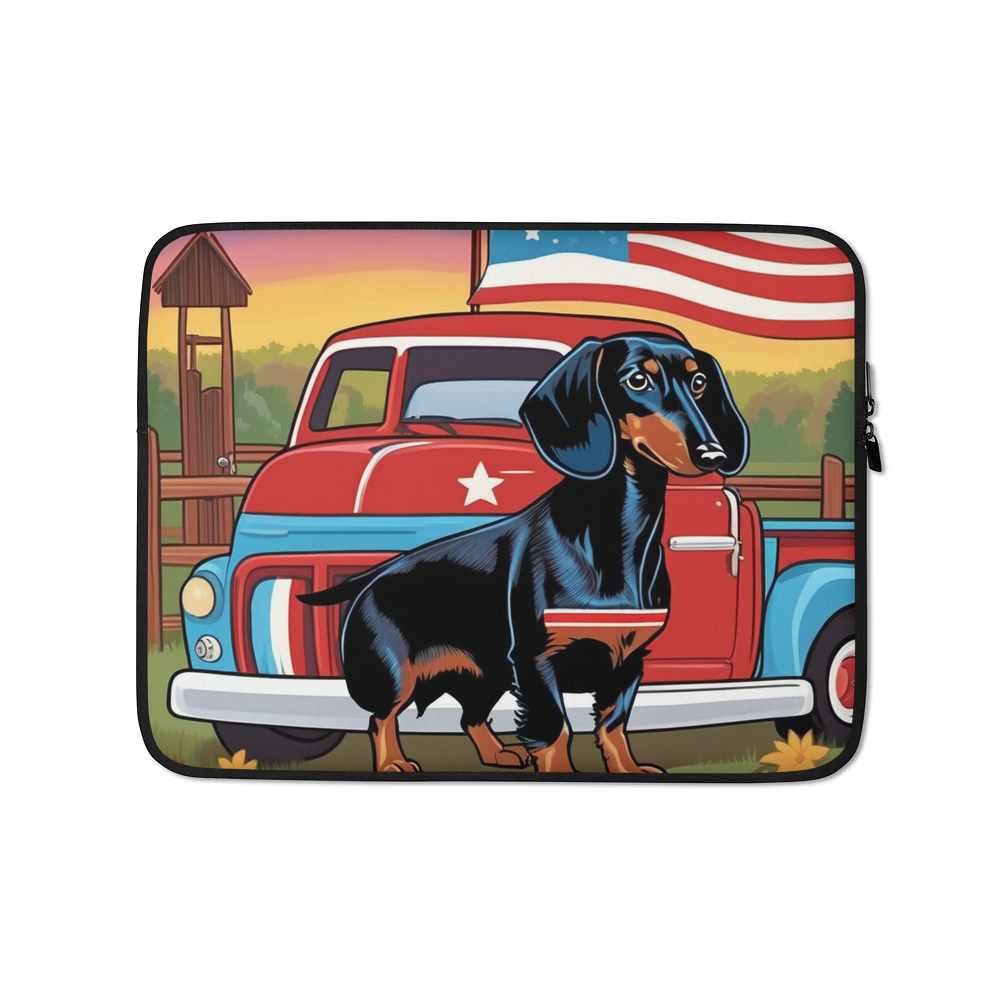 PugMug Custom Black Dachshund Laptop Sleeve
