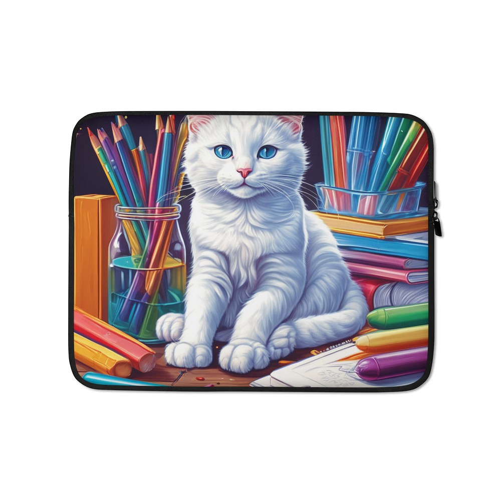 PugMug Custom White Companion Cat Laptop Sleeve