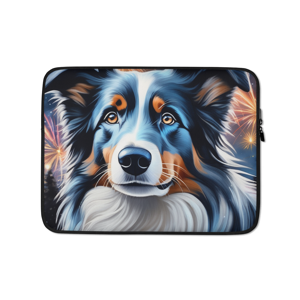 PugMug Custom Blue Merle Border Collie Laptop Sleeve