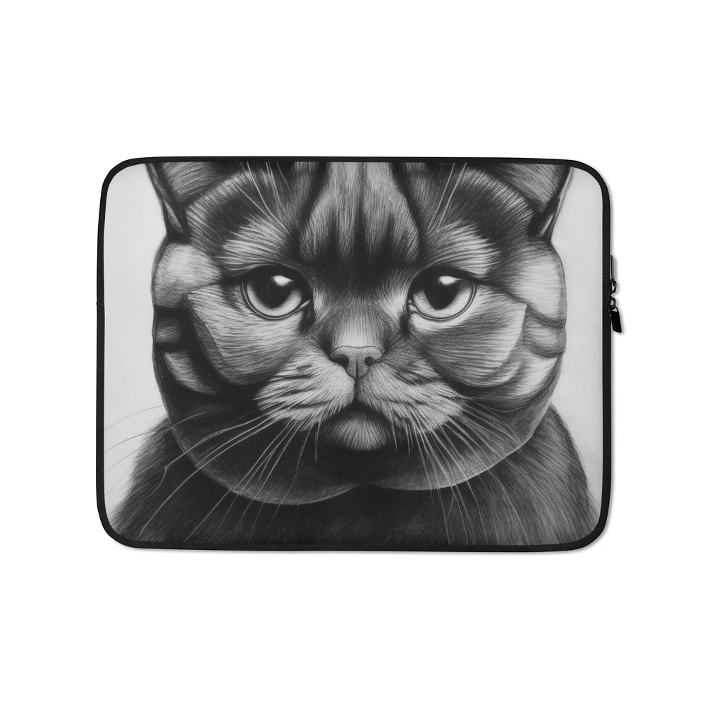 PugMug Custom Black Scottish Fold Cat Laptop Sleeve