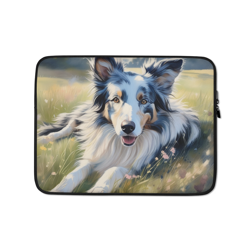 PugMug Custom Blue Merle Border Collie Laptop Sleeve