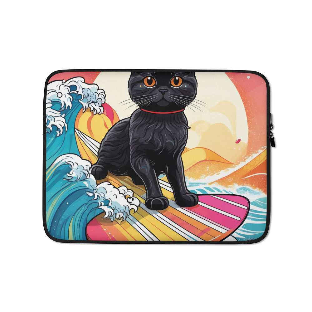 PugMug Custom Black Scottish Fold Cat Laptop Sleeve