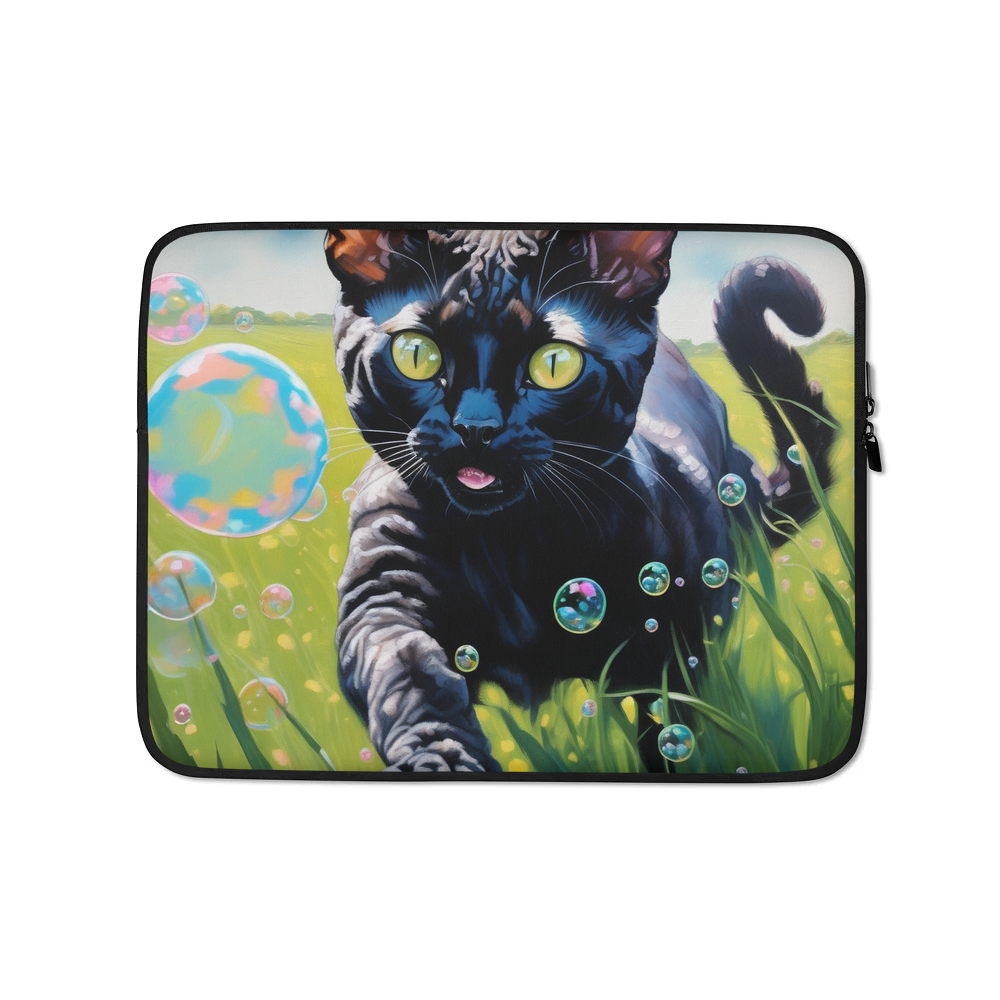 PugMug Custom Black Devon Rex Cat Laptop Sleeve