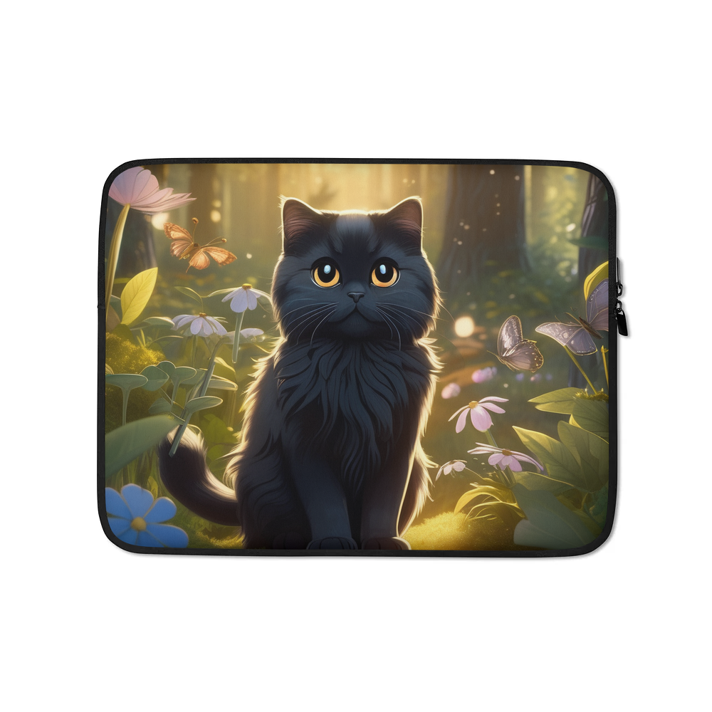 PugMug Custom Black Scottish Fold Cat Laptop Sleeve
