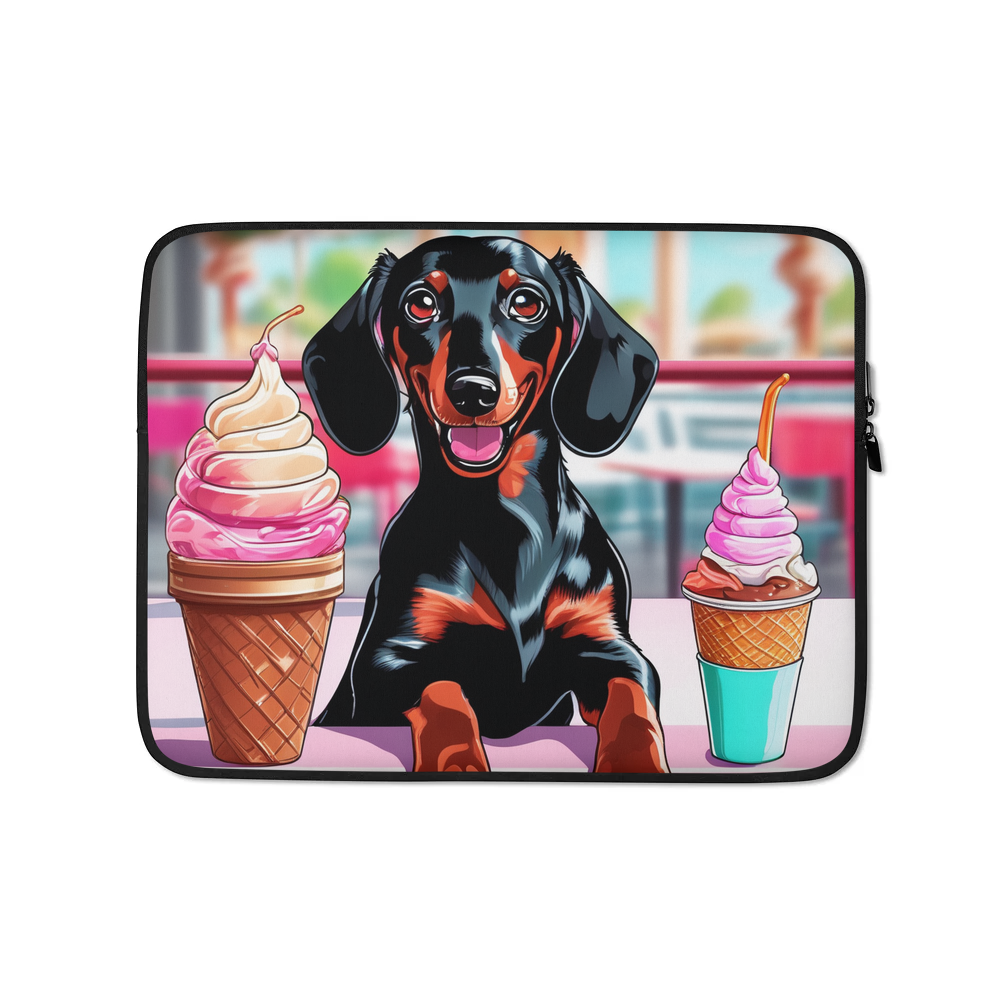 PugMug Custom Black Dachshund Laptop Sleeve