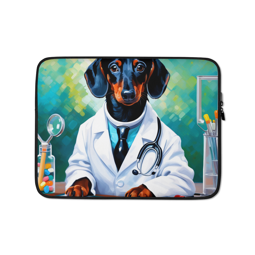 PugMug Custom Black Dachshund Laptop Sleeve