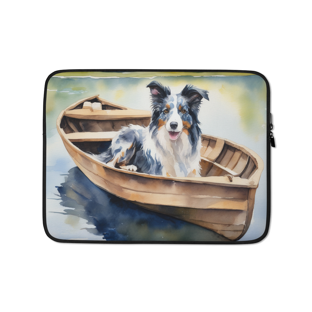 PugMug Custom Blue Merle Border Collie Laptop Sleeve