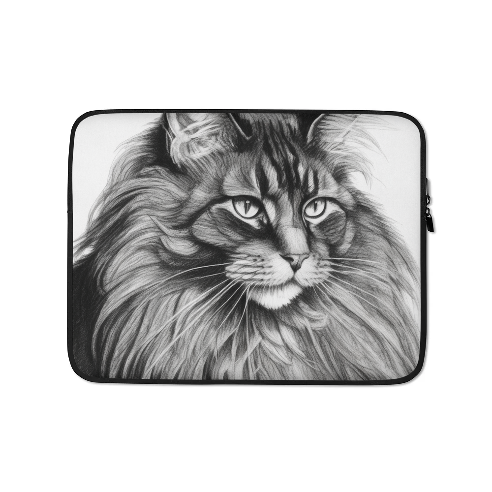 PugMug Custom Black Maine Coon Cat Laptop Sleeve