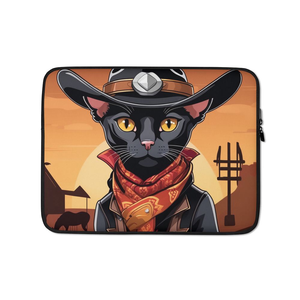 PugMug Custom Black Devon Rex Cat Laptop Sleeve