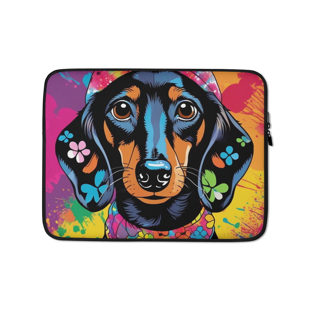 PugMug Custom Black Dachshund Laptop Sleeve