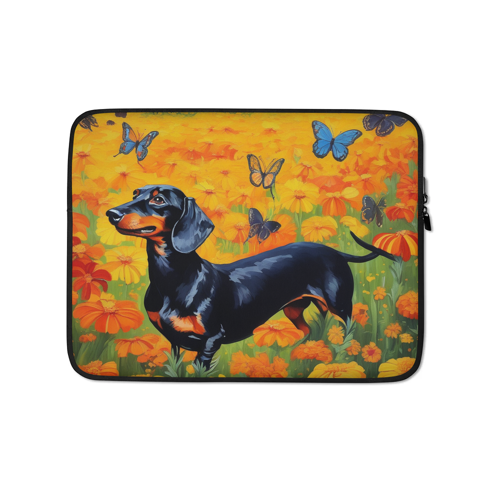 PugMug Custom Black Dachshund Laptop Sleeve