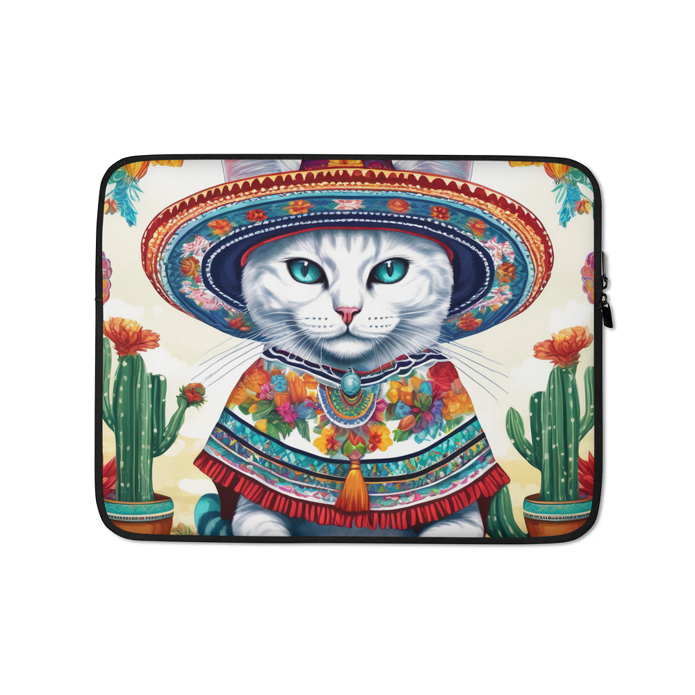 PugMug Custom White Companion Cat Laptop Sleeve