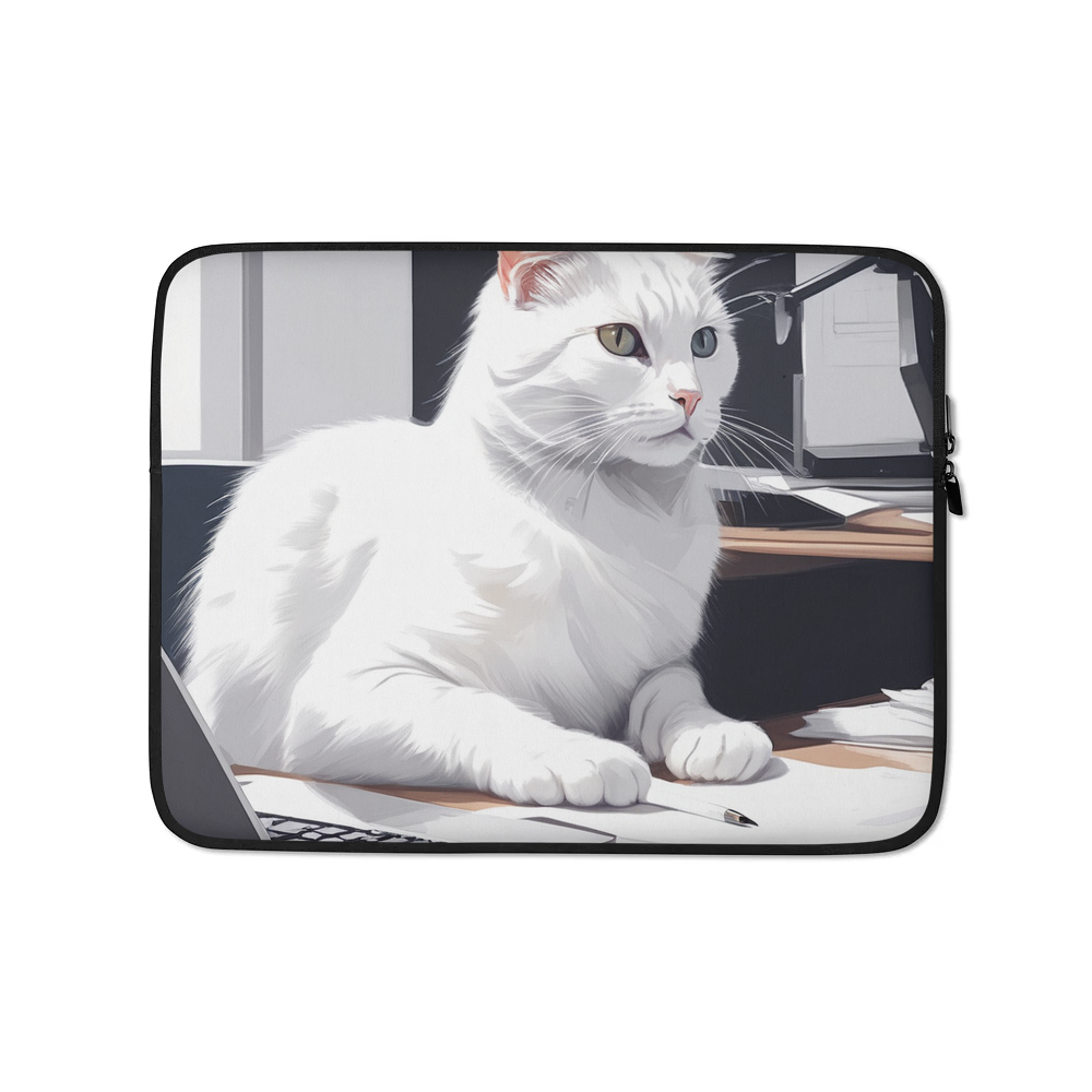 PugMug Custom White Companion Cat Laptop Sleeve