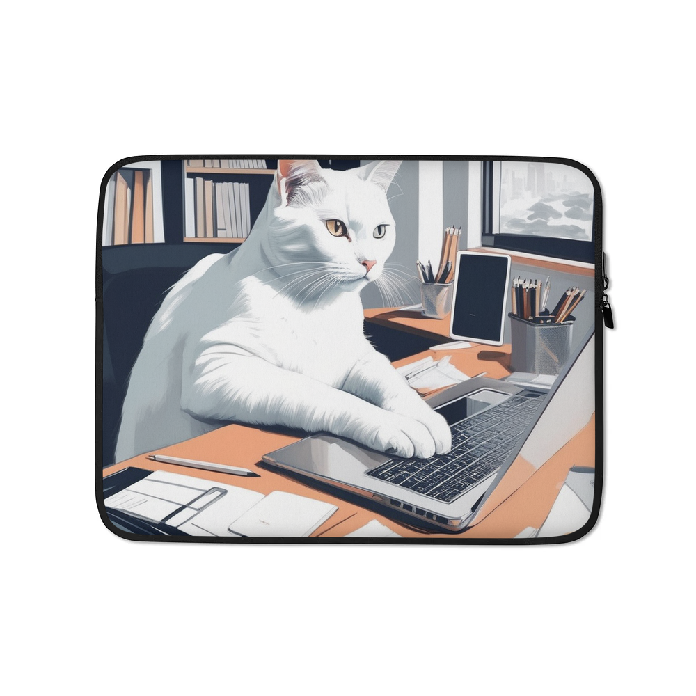 PugMug Custom White Companion Cat Laptop Sleeve