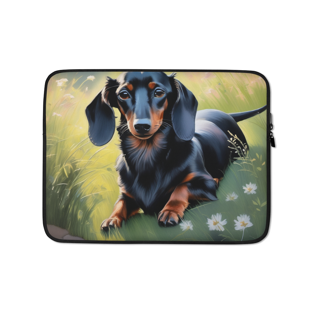 PugMug Custom Black Dachshund Laptop Sleeve