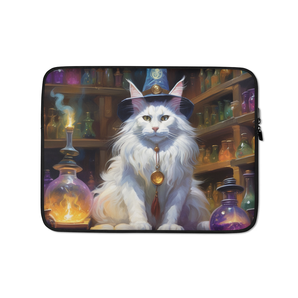 PugMug Custom White Maine Coon Cat Laptop Sleeve