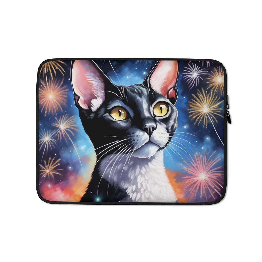 PugMug Custom Black Devon Rex Cat Laptop Sleeve