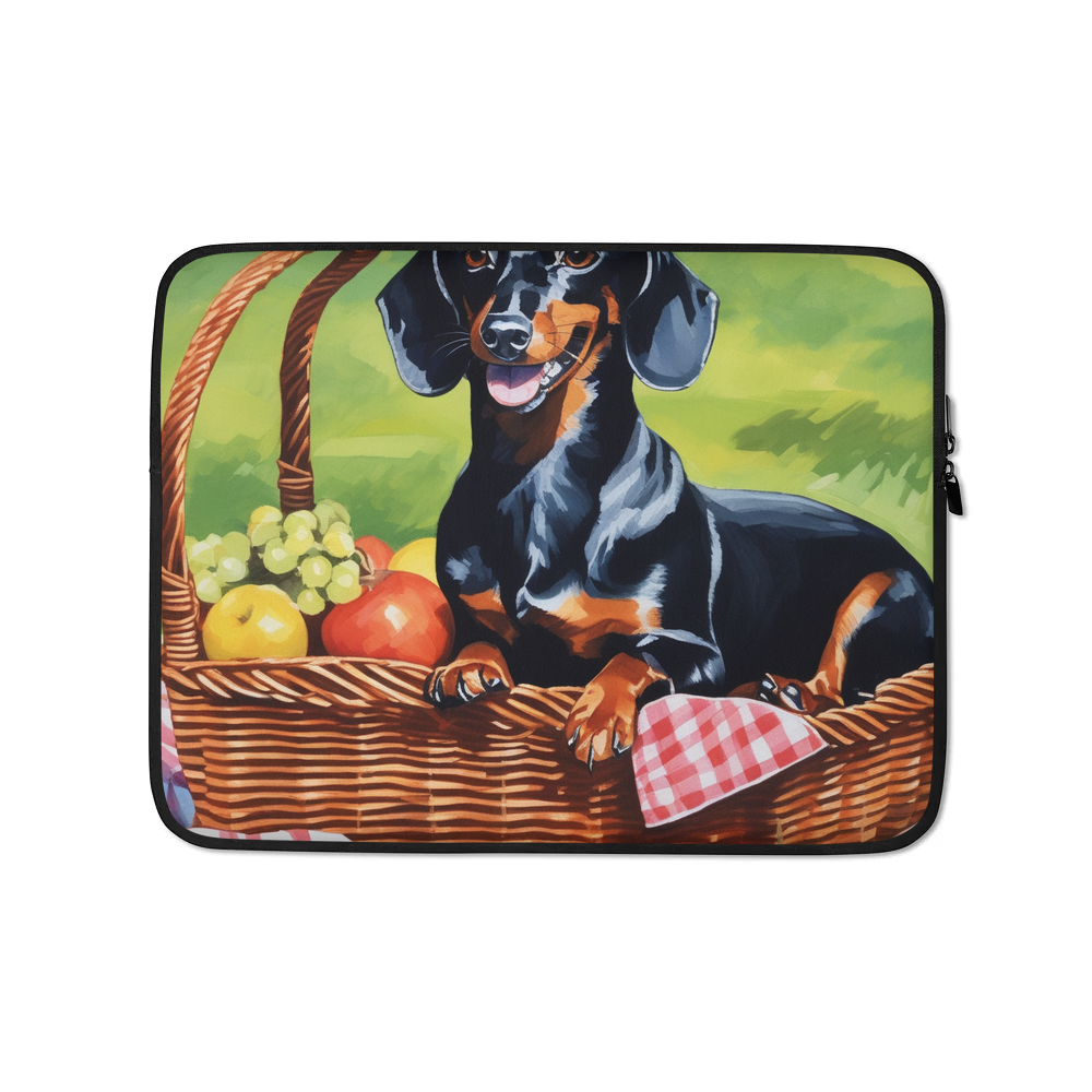 PugMug Custom Black Dachshund Laptop Sleeve
