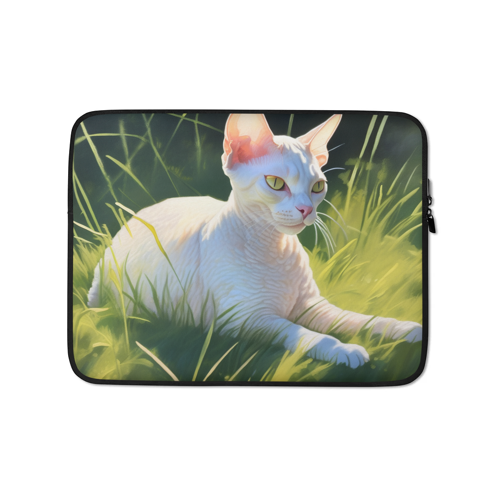 PugMug Custom White Devon Rex Cat Laptop Sleeve