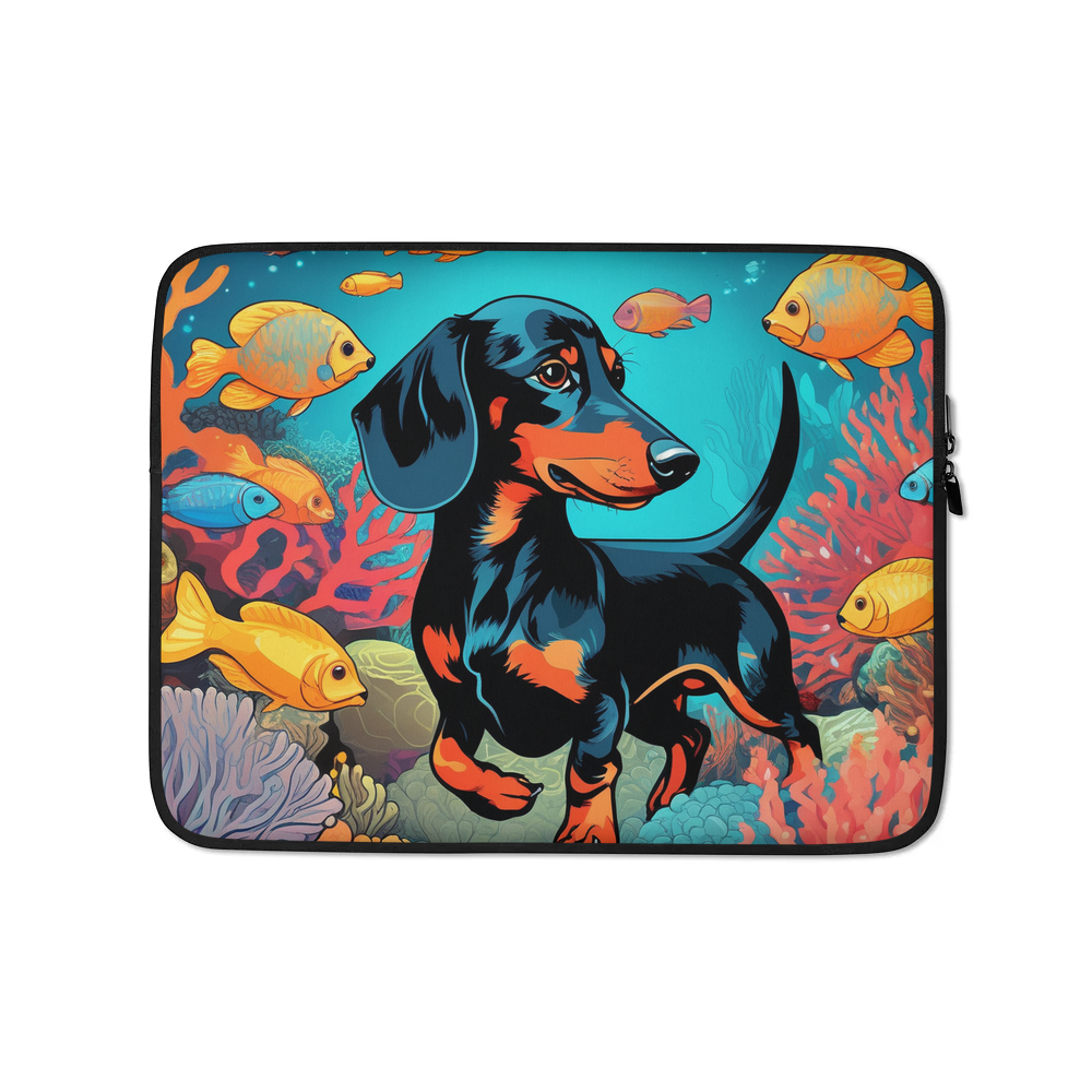 PugMug Custom Black Dachshund Laptop Sleeve