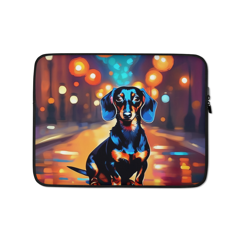 PugMug Custom Black Dachshund Laptop Sleeve