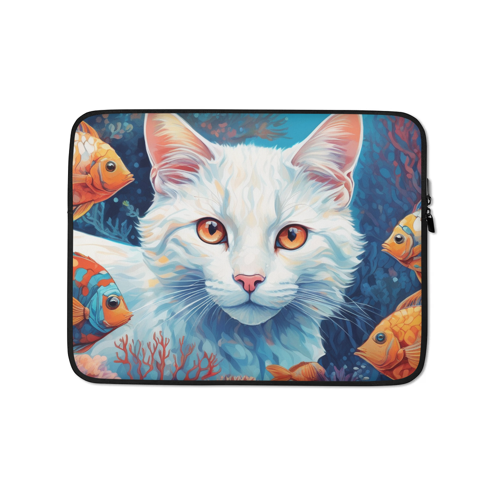 PugMug Custom White Companion Cat Laptop Sleeve