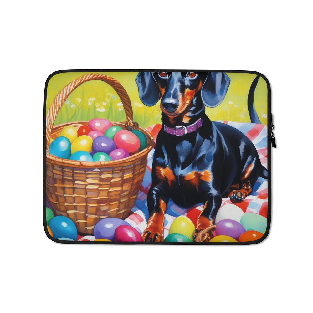 PugMug Custom Black Dachshund Laptop Sleeve