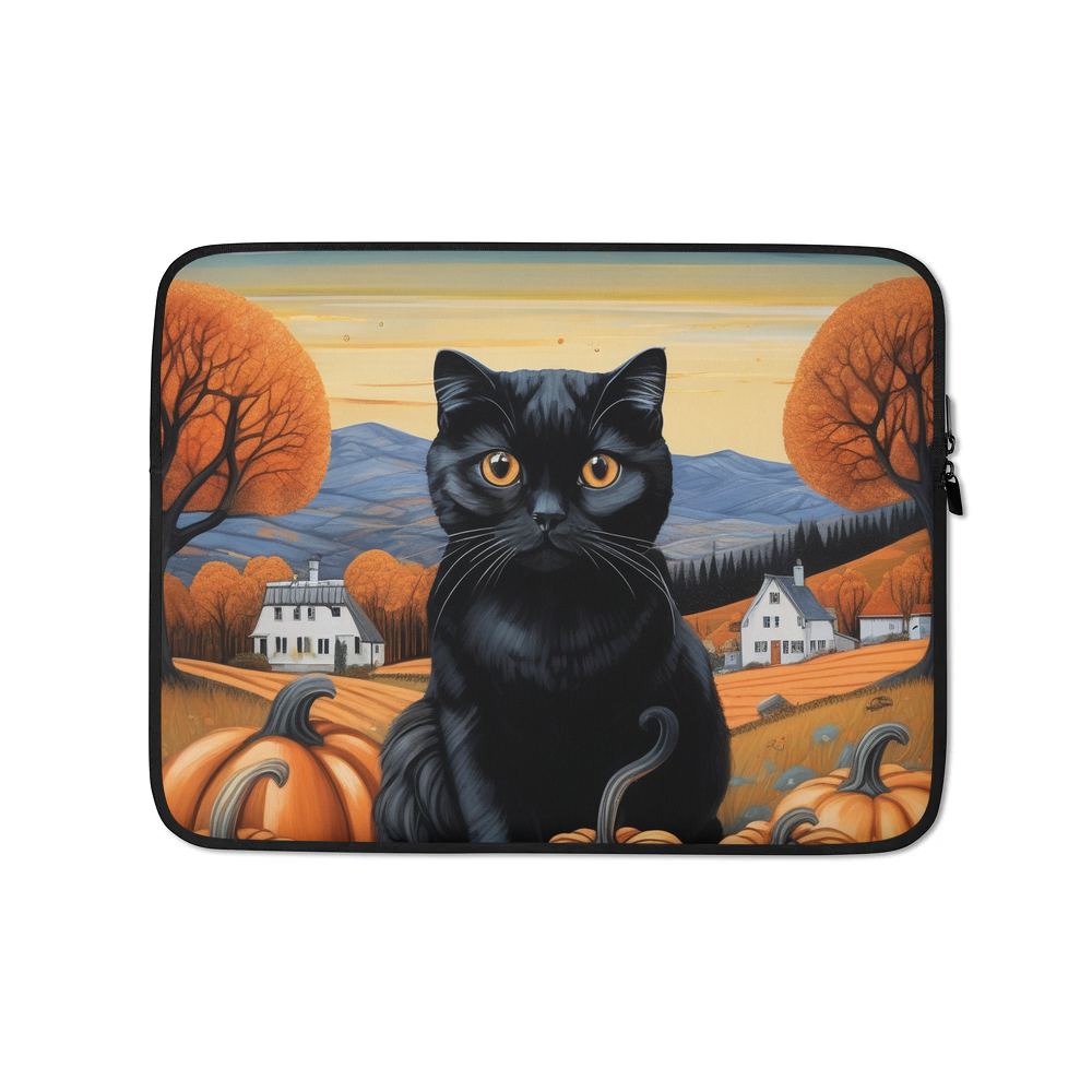 PugMug Custom Black Scottish Fold Cat Laptop Sleeve