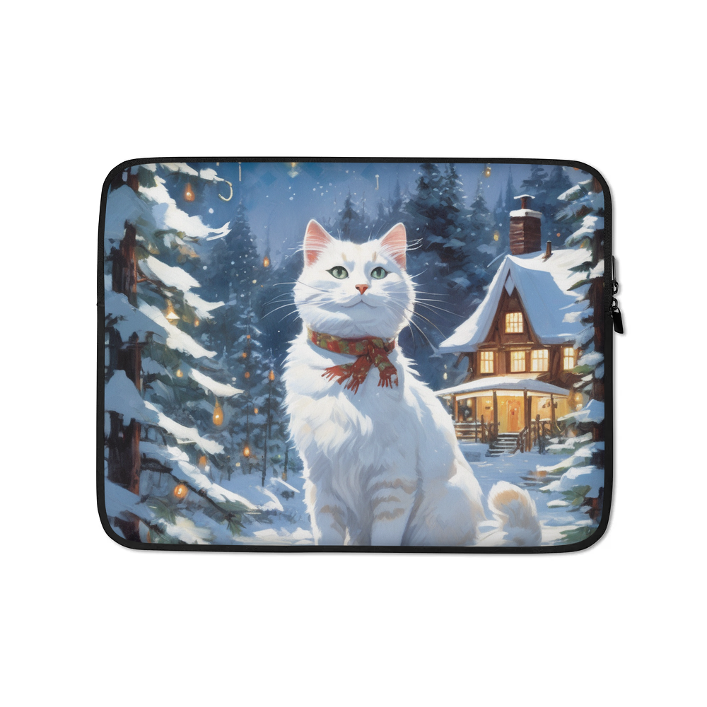 PugMug Custom White Companion Cat Laptop Sleeve